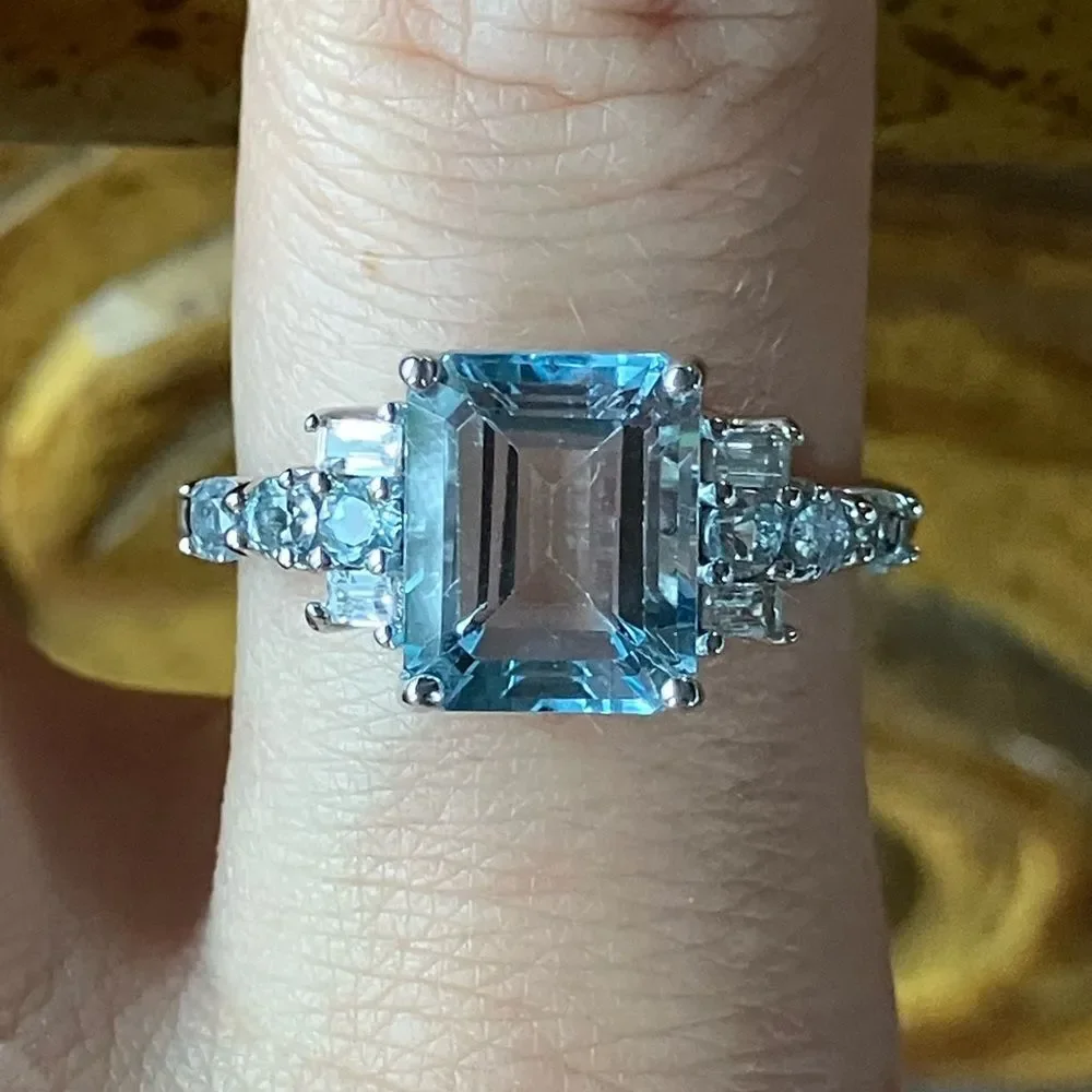 Sky Blue Topaz Sterling Silver Ring Size 10